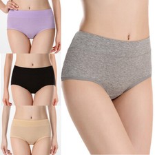 Ladies Full Briefs Comfortable 3 Cotton Multipack Plain High Waist Womens