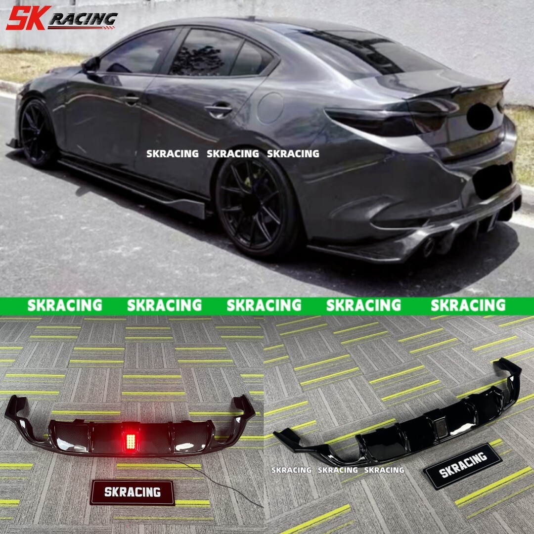 Glossy Black ABS Rear Bumper Lip Diffuser Bodykit For Mazda 3