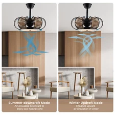 19'' Farmhouse Ceiling Fan Light Dining Room Chandelier With Remote Control NICE