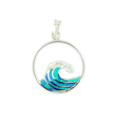 Sterling Silver Synthetic Opal Ocean Crest Wave