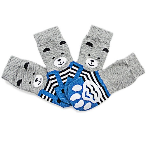 4pcs Knit Anti-Slip Dog Cat Socks Pet Paw Protector with Rubber Reinforcement - Picture 34 of 37