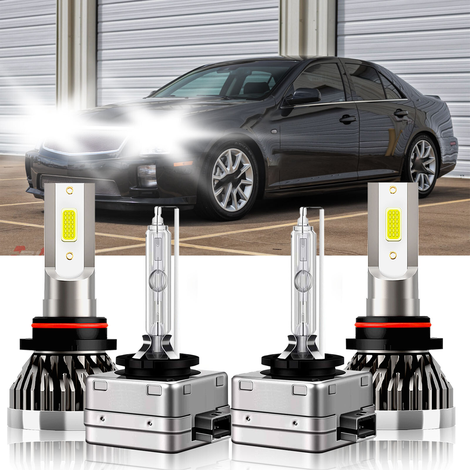 Upgrade Your Cadillac STS 2005-2011 with LED HID Headlight Kit 9005+D1S High Low Beam Bulbs
