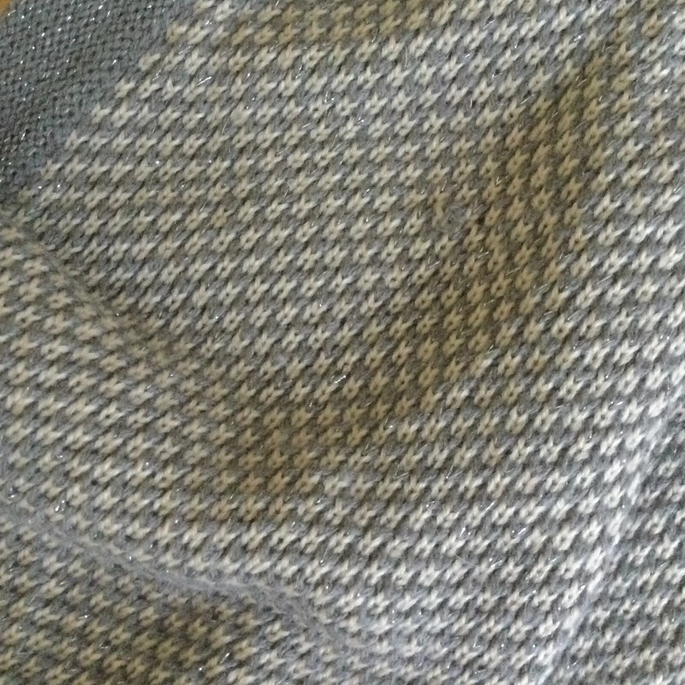 Cárdigan Merona Frente Abierto Suéter Gris Plata Brillante Metálico Vacaciones Talla Pequeña Foto 4 de 4