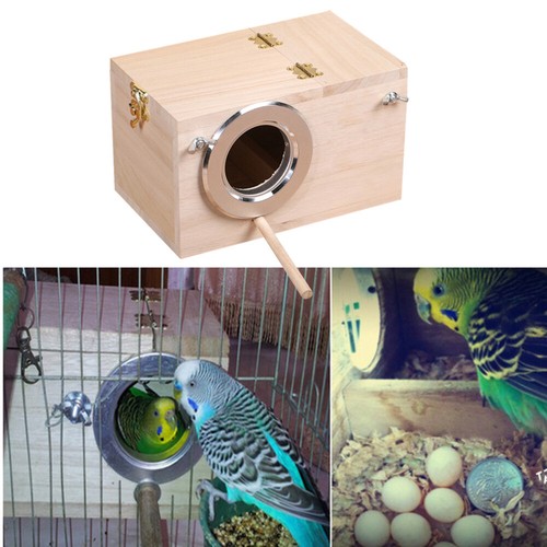 Wooden Bird Breeding Nest Box Parakeet Parrot Cockatiel Cage Nesting House - Picture 2 of 9