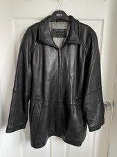 Ladies Black Gallery Real Leather Long Sleeve Mid Length Coat - Size Large