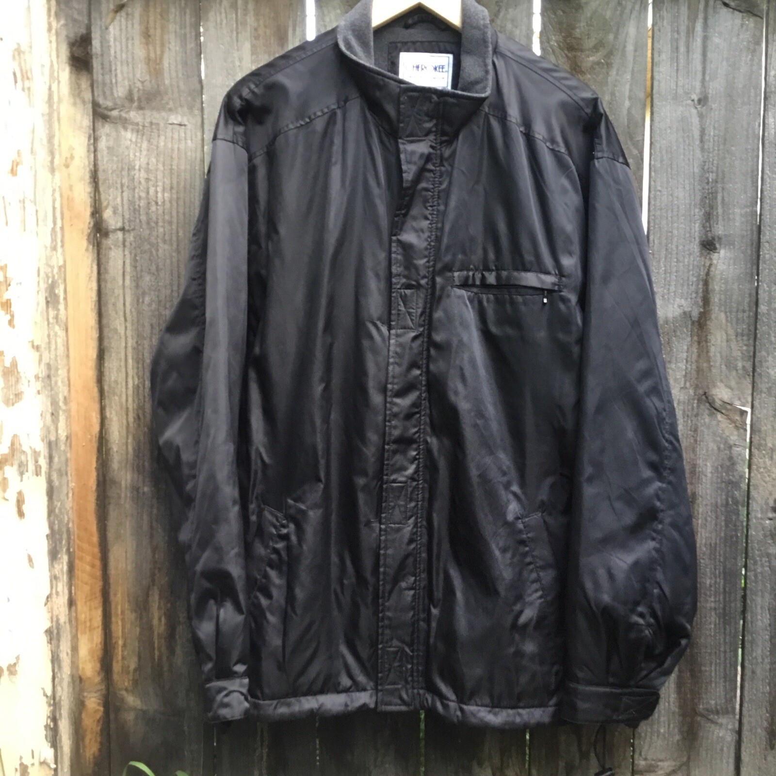 Cherokee Mens Jacket Large Zip Water Resistant Lined Black