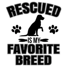 Vinyl Decal for Window -Rescued Is My Favorite Breed, May Customize w/ Name