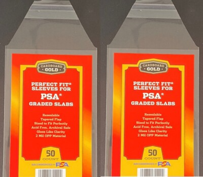 #ad 100 Cardboard Gold Perfect Fit Graded Slab Card Sleeves w PSA Logo Fast Ship $11.95