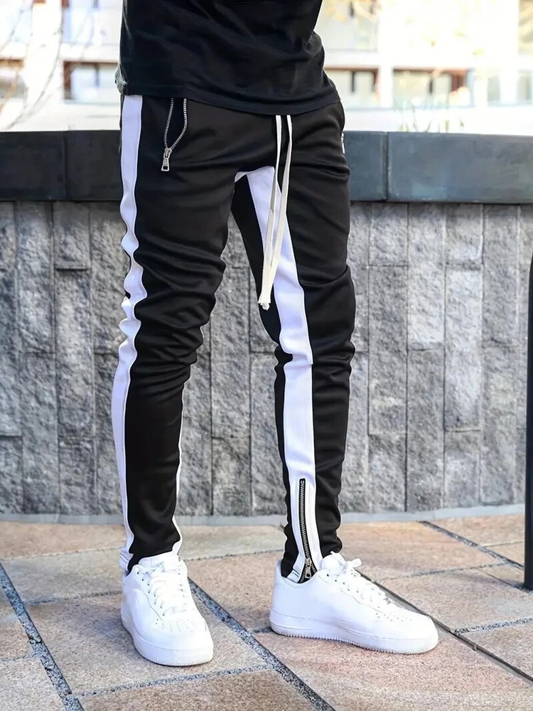 Men's Color Block Zip Sweatshirt Joggers Stylish Casual Pants