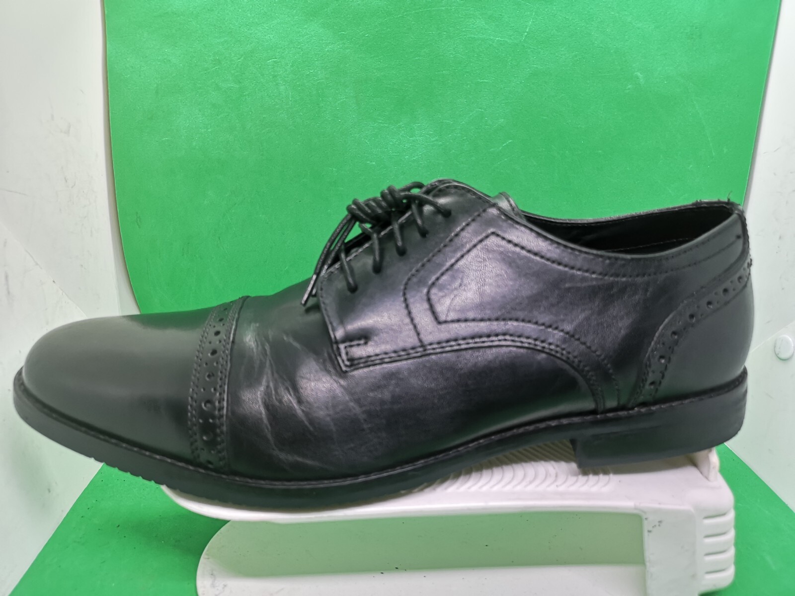 SAOLA Oxford Rockport Charlesroad Cap Toe in pelle nera da uomo taglia 13 M prezzo al pubblico consigliato $115