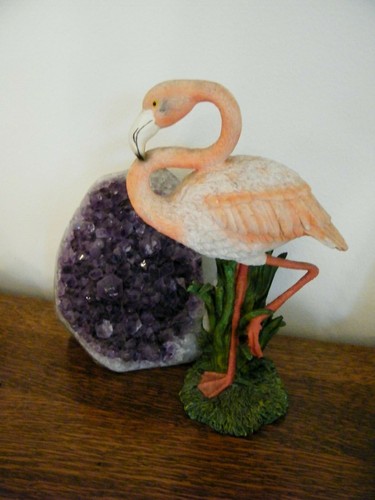 LIFE LIKE COLORFUL PINK FLAMINGO 11 X 7" STANDING ONE LEG - Picture 2 of 5