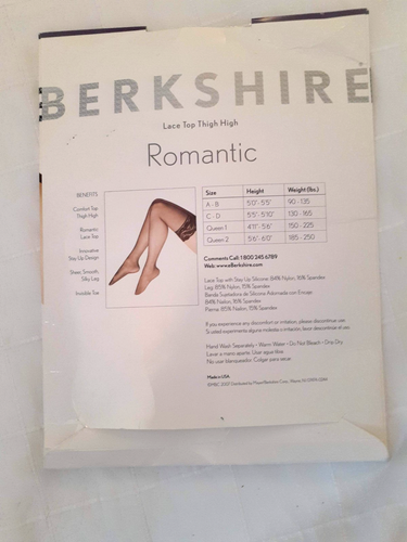 Berkshire 1363 Romantic White Sheer Toe Thigh High Stockings Womens Size A-B SM - Picture 3 of 5