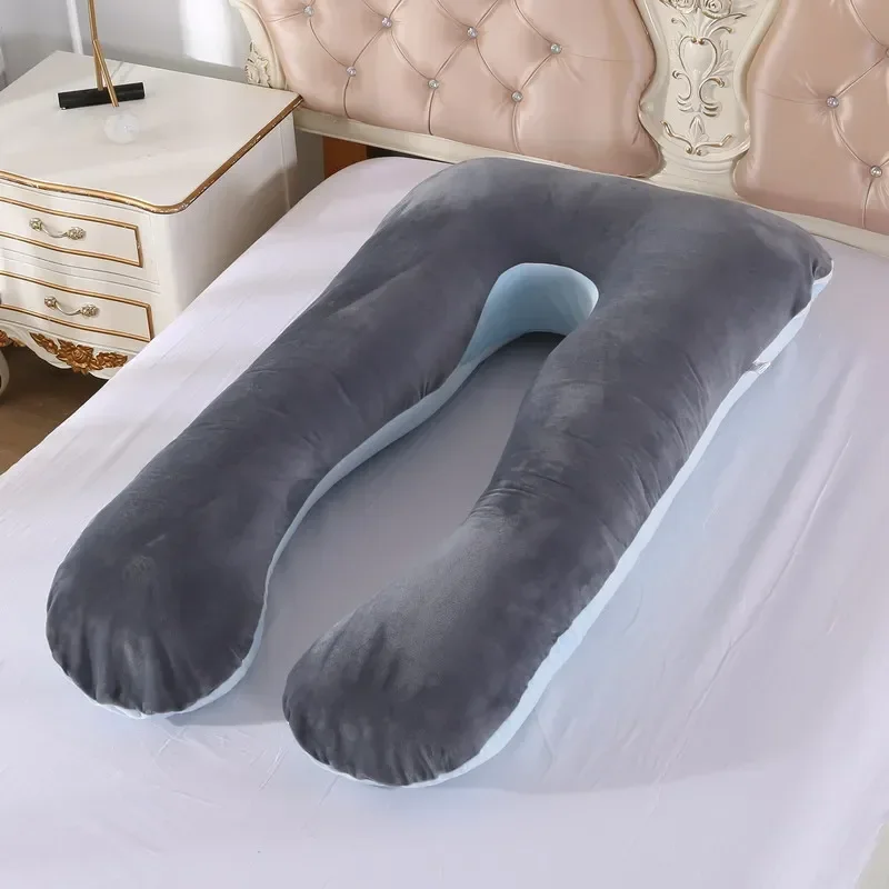Soft Fleece U-Shaped Pregnancy Pillow for Side Sleepers & Back Support