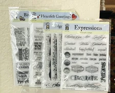 Hot Off The Press Lot Of 4 Stamp Sets -86 Stamps Birthday Heartfelt Expressions+