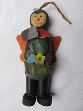 Marienkäfer Gärtnerin Aufhänger Blumen Shabby Look Holz Blech Baden Import Neu