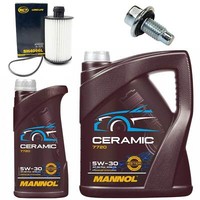 MotoröL Filter Set Mannol 5W-30 Ceramic 6 Liter + Schraube FüR Chevrolet Opel