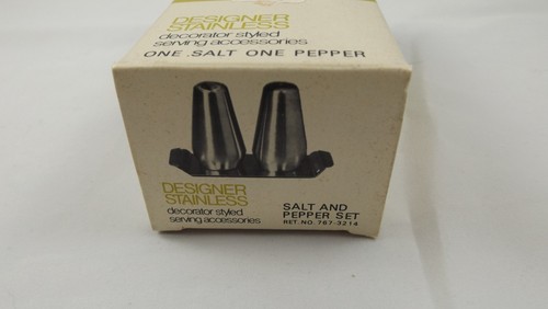New Vintage ~ Stainless JC Penney Salt & Pepper set ~ Mid Century Modern ~ NIB - Picture 10 of 11