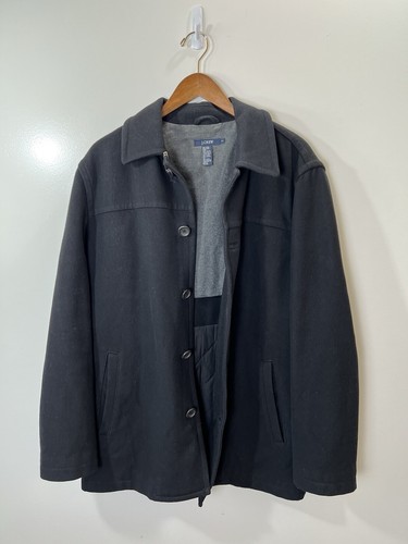 J Crew Men’s Wool Blend Coat Size S Black Lined Warm Heavy Timeless Minimalist - Picture 2 of 9