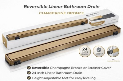 Delta DT0732413-CZ 24-Inch Reversible Linear Shower Drain Trim Champagne Bronze 