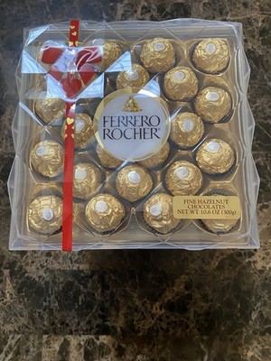 Ferrero Rocher Fine Hazelnut Milk Chocolate, 24 Count, Candy Gift Box Lot Of 6