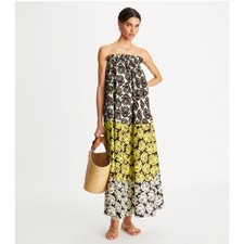 NWT Tory Burch STRAPLESS LONG DRESS madaline's roses XL $599 NN35