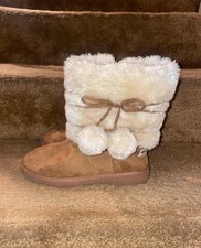 Kids Girls Makalu Fur Boots Tan Beige Size 3