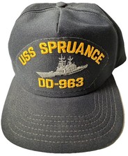 USS SPRUANCE DD-963 BASEBALL CAP HAT NAVY BLUE MADE IN USA VINTAGE
