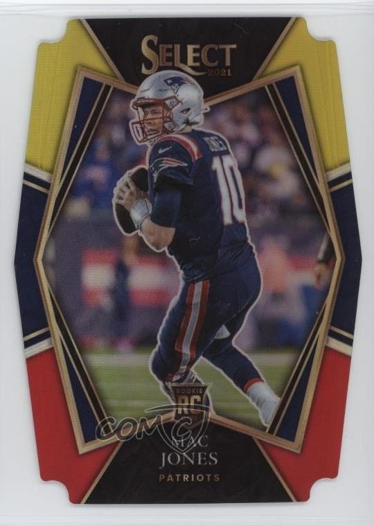 2021 Panini Select Premier Level Red & Yellow Prizm Die-Cut Mac Jones Rookie RC