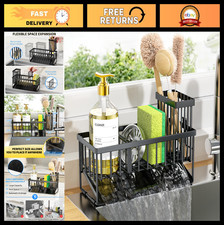 Kitchen Sink Caddy Organizer with Brush Holder Rustproof Self-Drain Tray