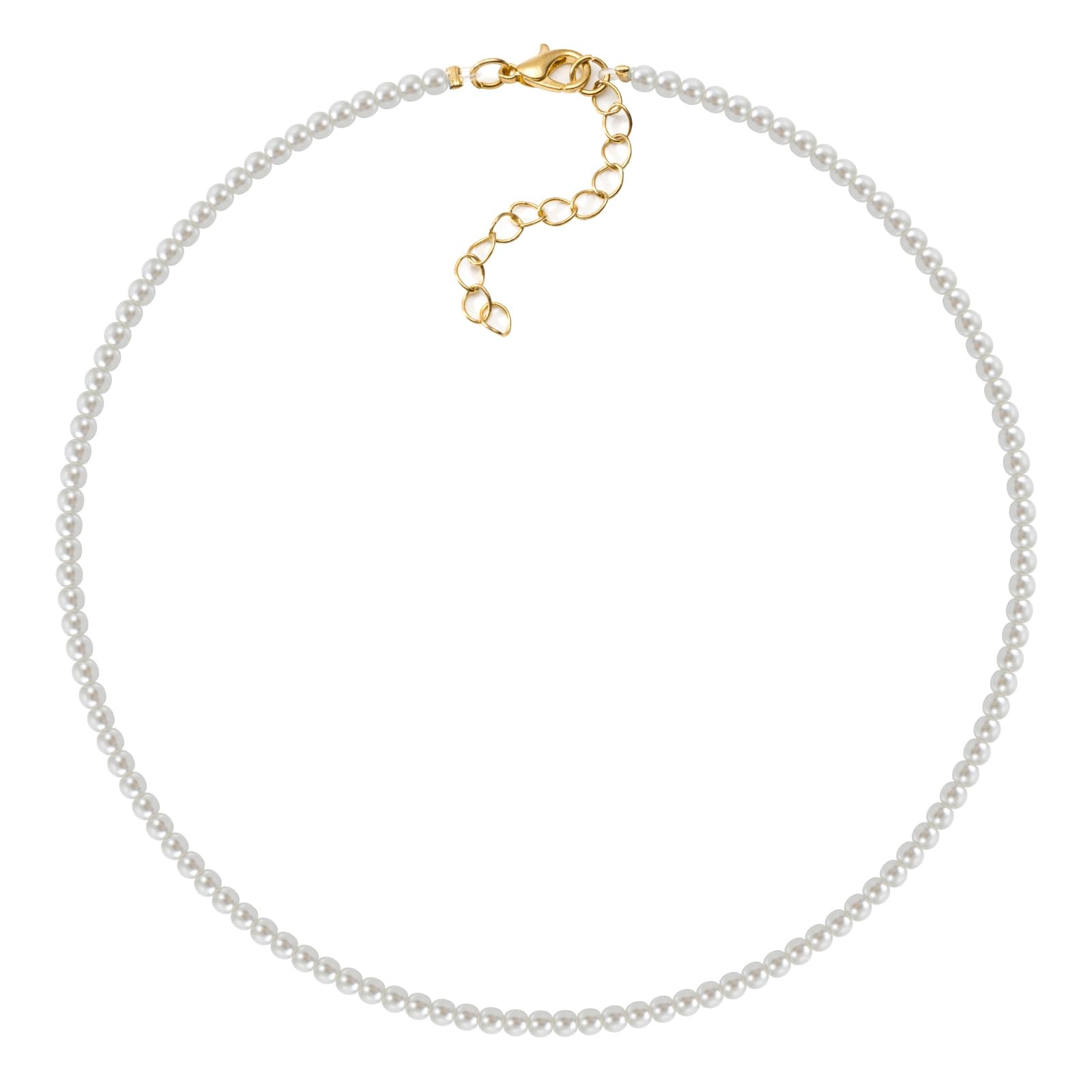 Dainty Pearl Choker Necklace for Women Round Imitation Pearl Necklace Wedding Pe