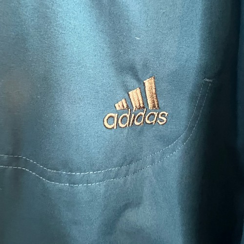 VINTAGE Adidas White Label Teal Gray Windbreaker Jacket Mock Full Zip XL X-Large - Picture 4 of 8