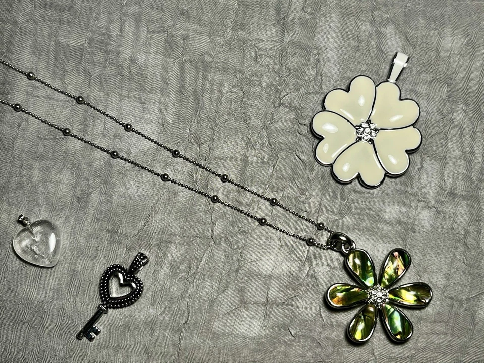 Новый Lia София абалона раковина цветок подвеска с цепочкой и 3 дополнительные подвески - Изображение 2 из 4