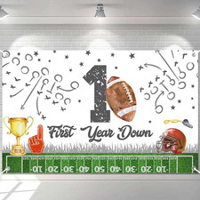 Football First Birthday Banner - 70.8X43.3 Inches It'S Game Time Photo Backgroun