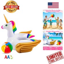 Kids Pool Floats 24.4x22in 2 Pack Unicorn Beach Ball Inflatable Swim Rings