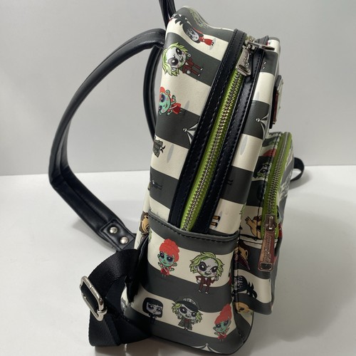 Loungefly Beetlejuice Chibi All Over Print Shoulder Bag & Wallet Striped - Picture 5 of 19