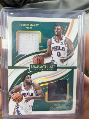 2023‑24 Panini Immaculate Tyrese Maxey Joel Embiid Dual Jersey Patch /99 76ers