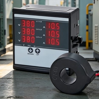 220V Digital Amperemeter für dreiphasige Panels mit 3 Stromwandler Eingängen