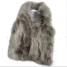 Sugar Rose Blue Fox Fur Coat Gray One Size  Authentic