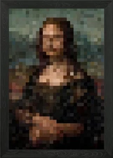 Mona Lisa Pixel Art Framed Wall Art Poster Canvas Print Picture