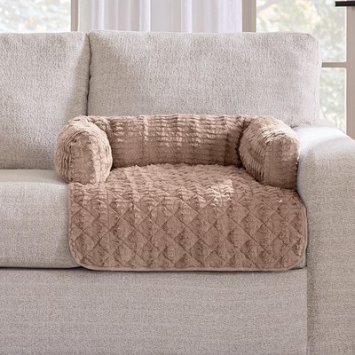 Pet 3-Sided Bolster Dog and Cat Pet Bed for Couch, Soft Faux Fur Fabric, Mach...