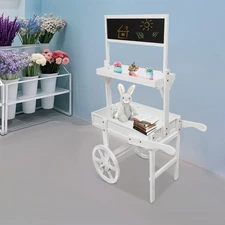 Plant Flower Rack with Blackboard, Flower Pots Holder Display with Wheels