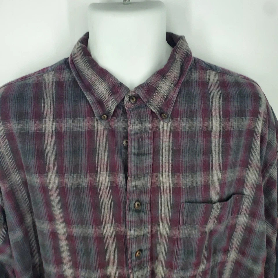 Arrow Blue Jeans Co Shirt Mens 2XL Gray Burgundy Plaid Flannel Button Down Soft - Image 3 of 4