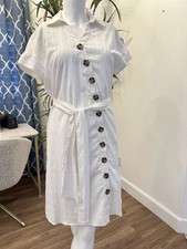 Nordstrom Chelsea & Theodore Midi Shirt Dress Women Size L Button Front Belted