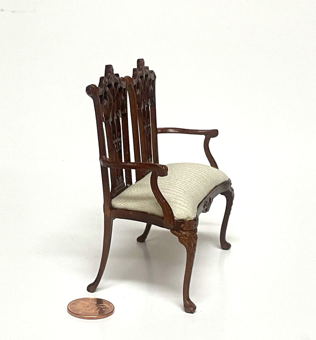 BESPAQ DOLLHOUSE MINIATURE WASHINGTON TRUE SETTEE W/ NEW WALNUT FINISH 3782 NWN