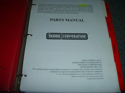 The Read Corporation RD90C Screener Parts Catalog Manual xz