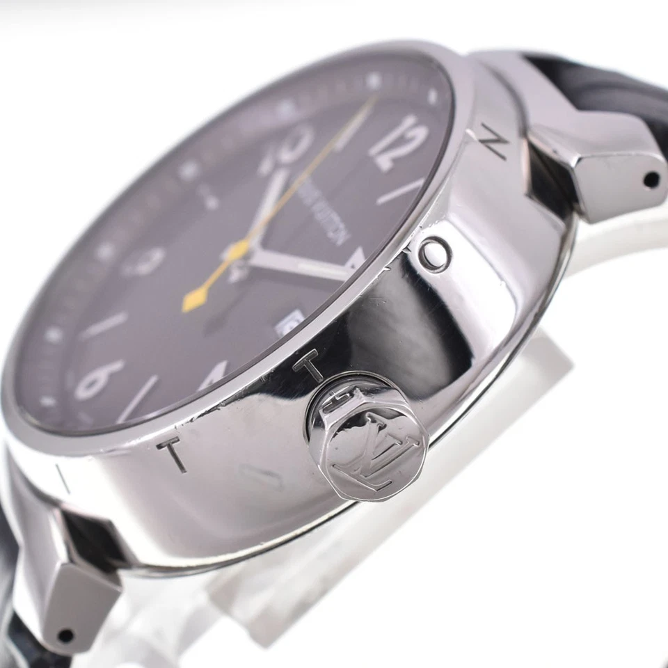 Reloj de cuarzo para hombre LOUIS VUITTON Tambour Q1111 fecha esfera marrón R#143593 Foto 3 de 4