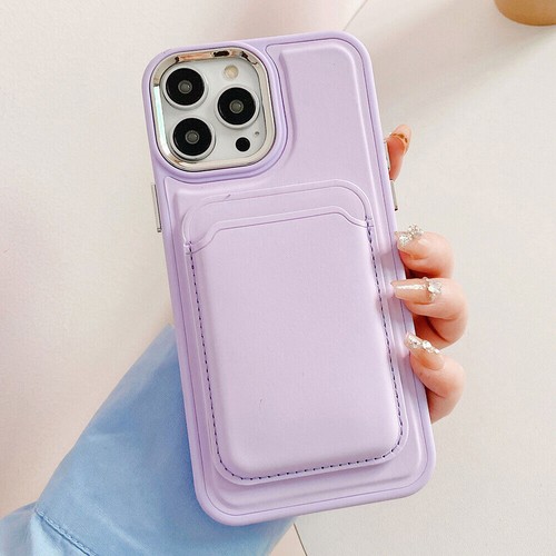 For iPhone 12 13 14 15 16 Silicone Magnetic Cover Case Leahter MagSafe Wallet - Picture 7 of 54