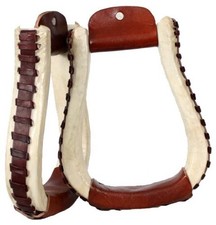 Staffe western Showman rivestite in pelle grezza stile piacere con lacci in pelle