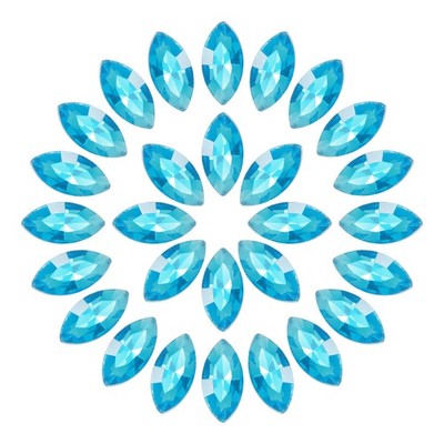 50Pcs 6x12mm Horse Eye Shape Rhinestone Glass Point Back Bead, Sky Blue