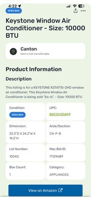 Keystone KSTAT10-2HD 10,000 BTU Window AC 115V Remote Timer White